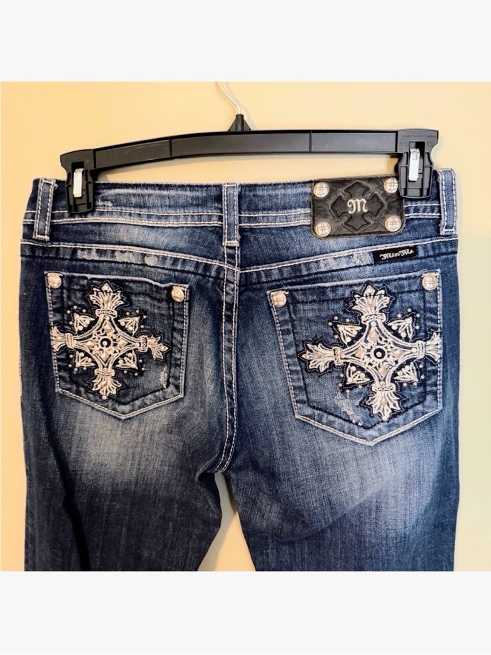 Gorgeous Vintage Y2K Miss Me Boot Jeans With Embellished Pockets 28-1/2” Inseam